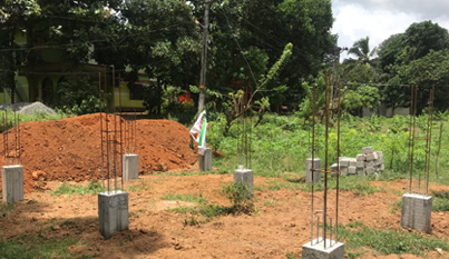 Foundation work of Anganwadi centre in Ward no 28, Pandalam Municipality, Pathanamthitta district, Kerala under progress